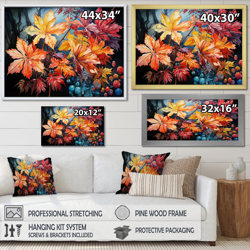 Japanese Maple Collage I - Japan Art Wall Decor, Cadre flottant blanc, H 30 po x l 40 po x P 1,5 po