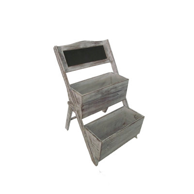 Salahuddin Transitional Style Wooden 2 Tier Garden Shelf with White Wash Finish, Brown
