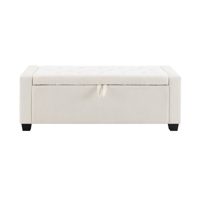 Storage Ottoman Bench, Upholstered Entryway Bench with Seating for Bedroom, Living Room