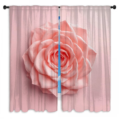 Grands rideaux de roses roses transparents et obscurcissants - 2 panneaux