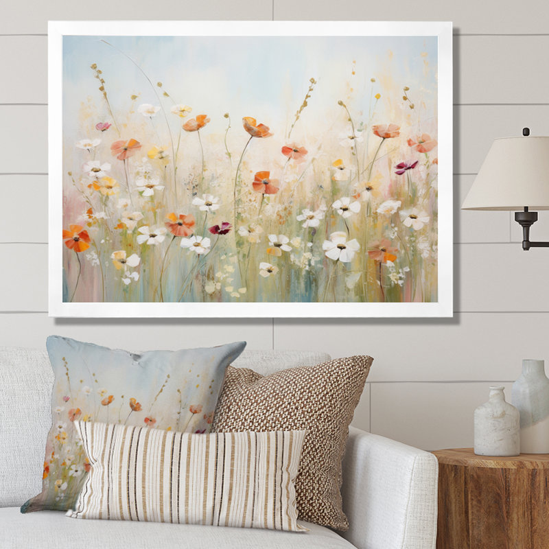 Art contemporain sur toile Meadow, H 30 po x l 40 po x P 1,5 po, Cadre simple blanc