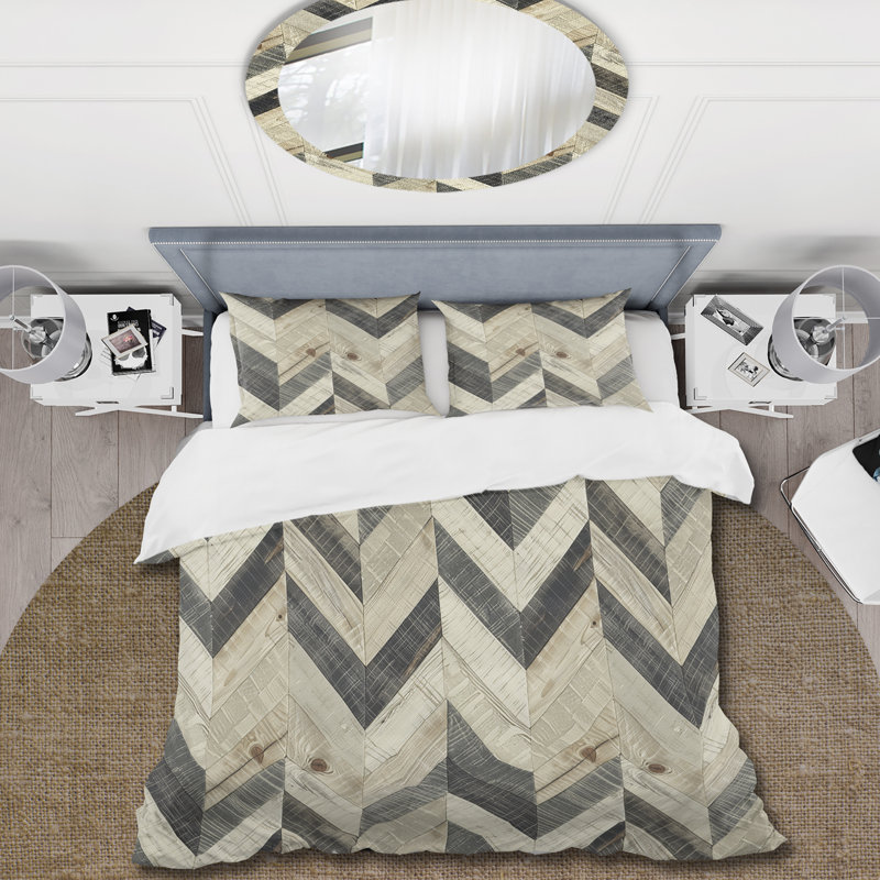 Ensemble de housse de couette traditionnelle à chevrons gris III, Housse de couette très grand et 2 très grandes t
