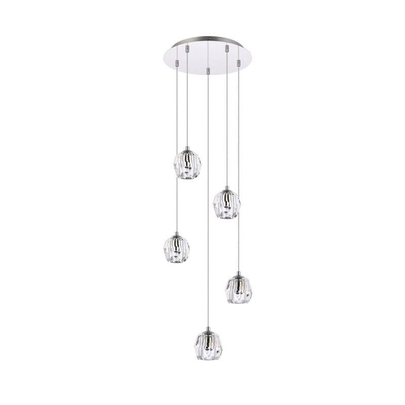 Luminaire suspendu Swampscott, Chrome, 5 lumières, H 83 po x l 11,8 po x P 3,7 po