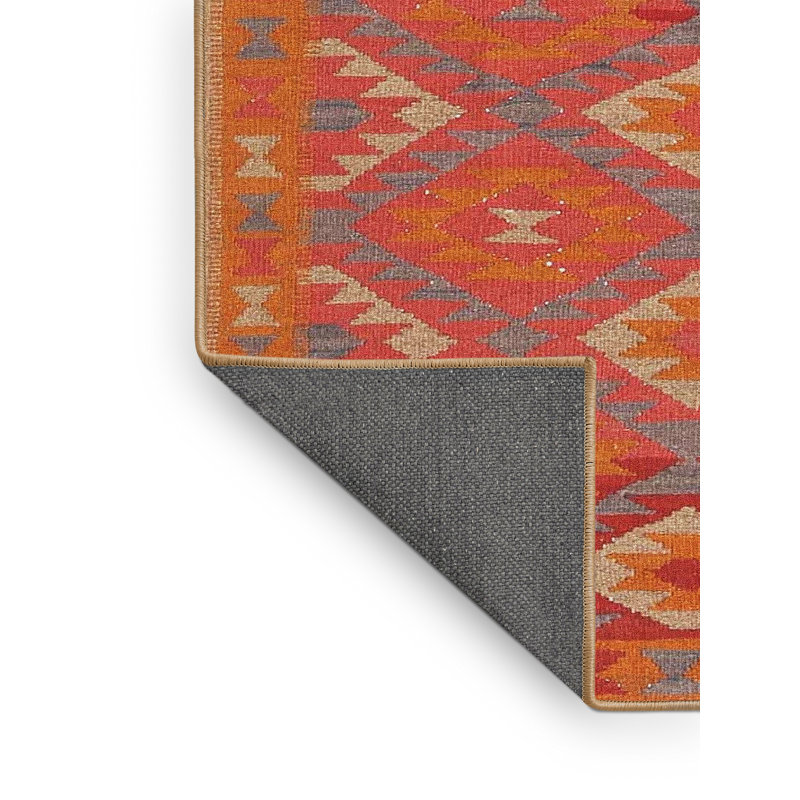 Tapis orange / rouge / beige Southwestern, Rectangle 8 pi x 12 pi