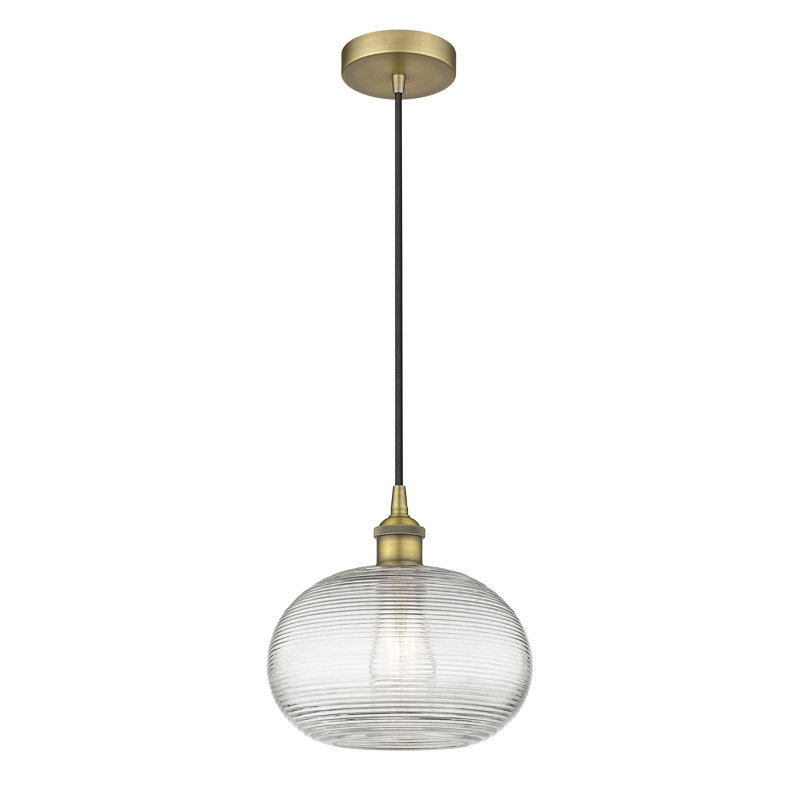 Mini-luminaire suspendu à cordon 1 lumière Edison Nadell 10 po, Laiton brossé