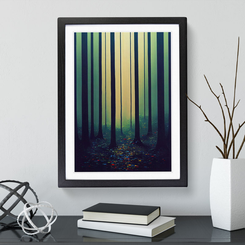 Vast Forest - Wall Art, Black Framed Paper, 48cm H x 36cm W, White