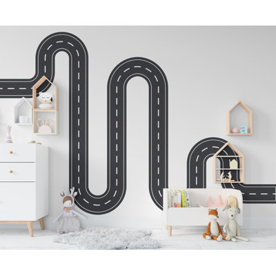 Road Wind Wall Decal Highway Vinyl Sticker Track Route Wall Decor Kids Playroom Room Wall Art Automotive Bedroom Mural Sticker 351RS