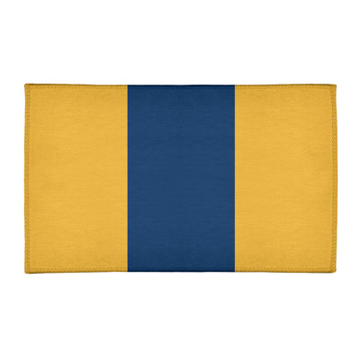 Tapis doré/bleu marine rayé
