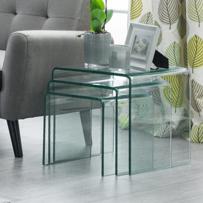 Brendon Glass Top Sled Nesting Tables