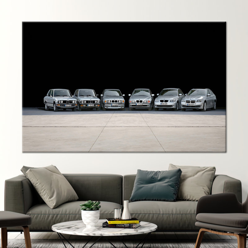 Art mural sur toile de l'histoire de la série 5 de bmw - Décoration de garage idéale pour les amateurs de voitures