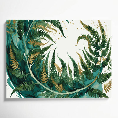 Art sur toile vert, motifs de fougères hawaïennes