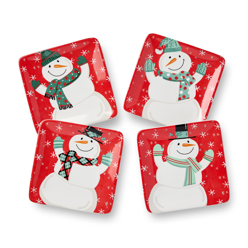 Ensemble de 4 assiettes de Noël en forme de bonhomme de neige Christmas