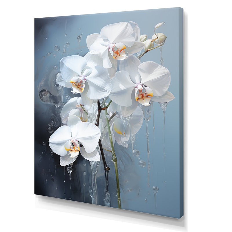 " Blue And White Orchid Tranquility ", Wrapped Canvas, 32" H x 24" W