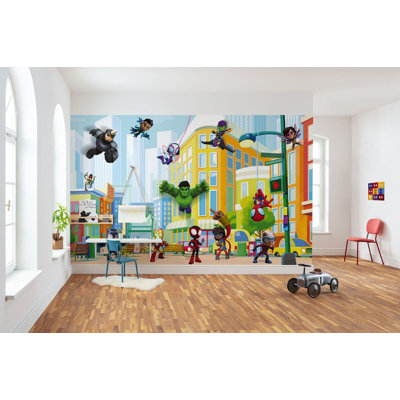 Marvel Spidey Sightseeing Tour with Friends non-woven 8.2cm x 13.12cm Low-Gloss Wallpaper Roll