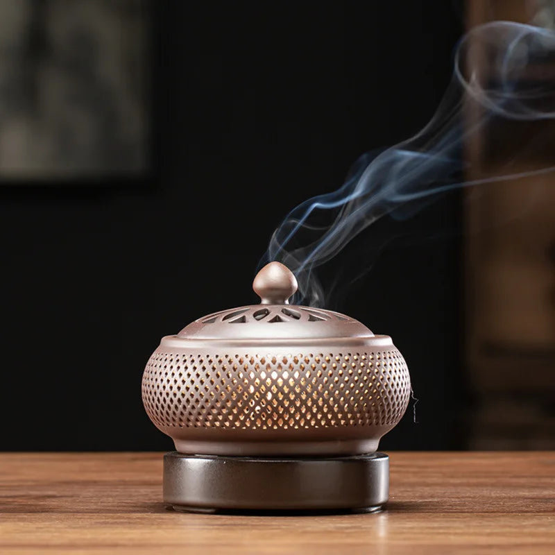 Brûleur d'encens mauve avec veilleuse pour décoration d'aromathérapie