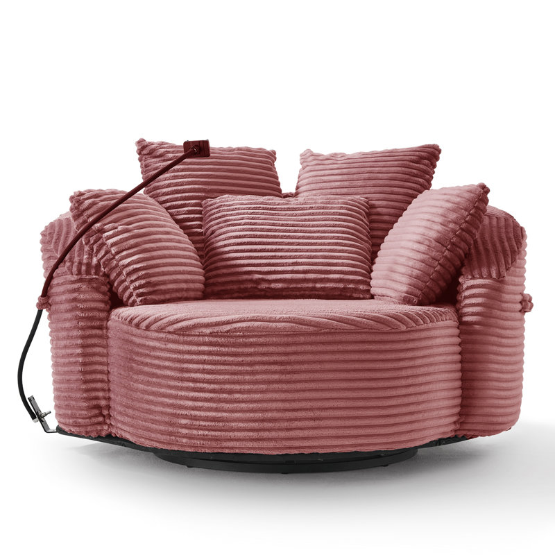Canapé rond en velours côtelé 56 po, Rose