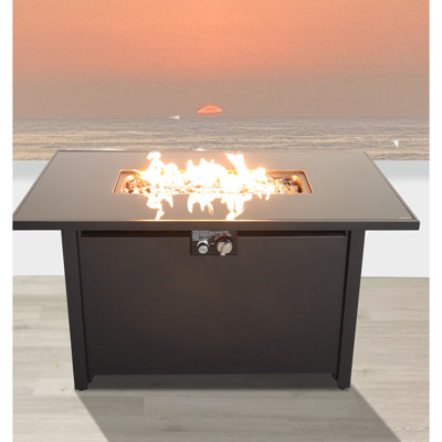 Table de foyer d'extérieur en acier inoxydable, 43 po, 50000, support d'alarme noir, 43 po, couvercle