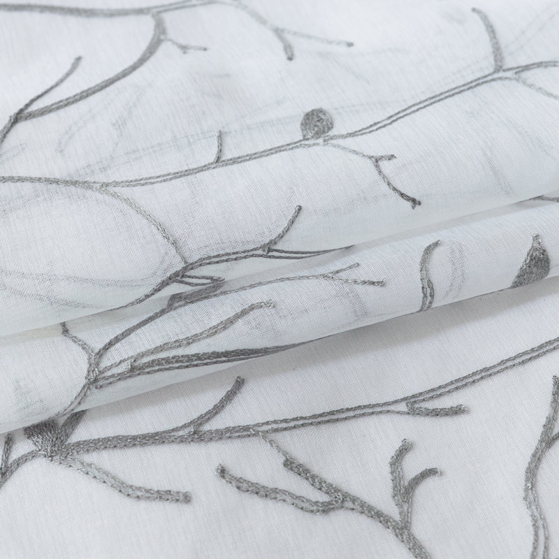 Panneau de rideau simple transparent avec œillets à motif floral Greater Taree, Gris, l 54" x L 108"