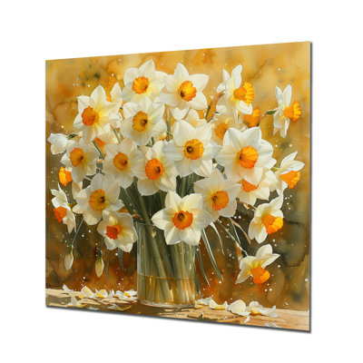 Fleurs jaunes et blanches - jonquilles - décoration murale jonquilles