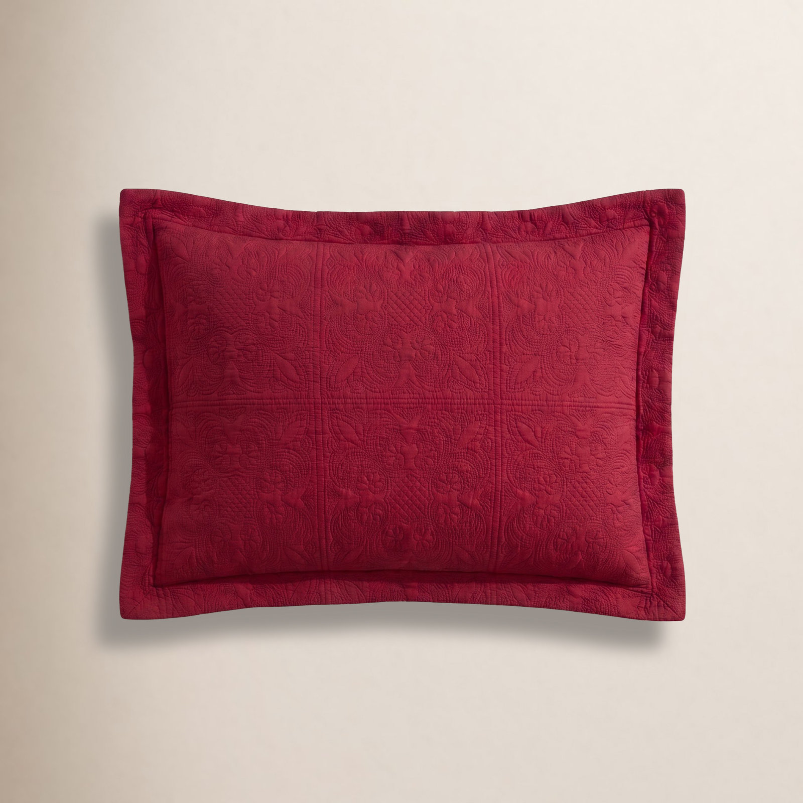 Natural Home Cotton Shams, Euro, Red