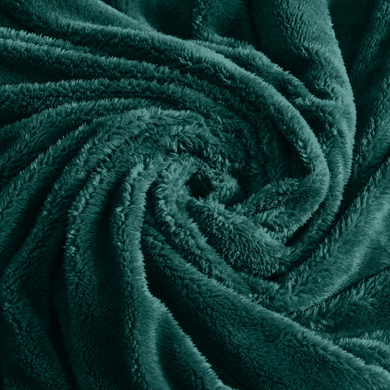 Misuzu Super Soft Reversible Sherpa Fleece Blanket, Emerald, King