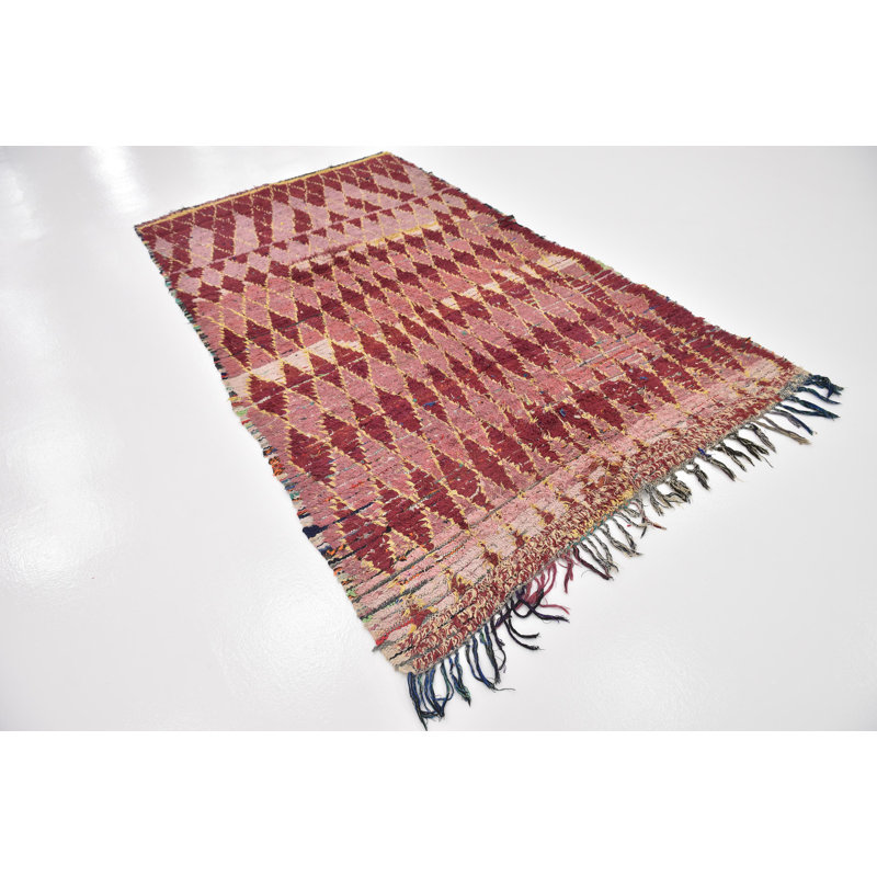 Tapis de zone en laine 5 pi x 8 pi 8 po one-of-kind à la main noué la bourgogne Ilfracombe