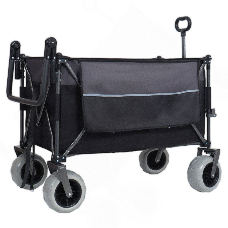Chariot pliant multifonctionnel avec chariot rotatif et poussoir avec poignée rotative et pneus de plage de 9 po x 4 po pour le camping et la plage - 300 L très résistant, grande capacité pour le transport, l'épicerie et l'extérieur