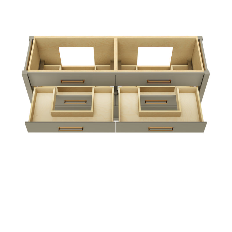 Kiawah Double Drawer Bath Vanity, French Olive, Satin Gold, 72"