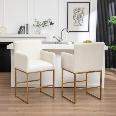 Upholstered Counter Stool With Metal Frame