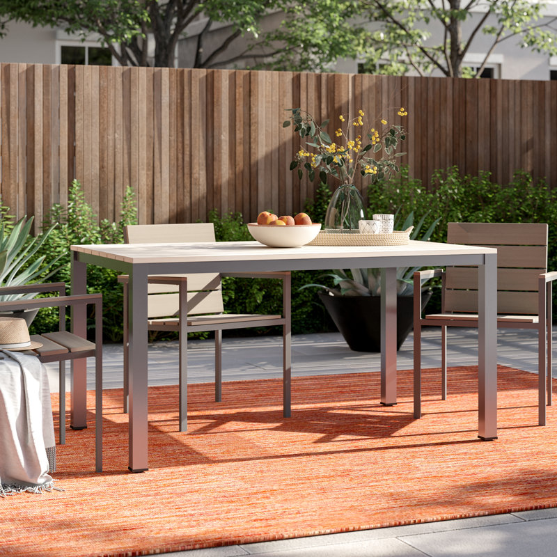 Vicente Rectangular Wood Metal Outdoor Dining Table , 59.1'' in. W 35.4'' in. D