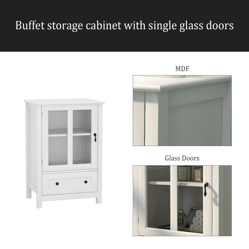 Buffet avec portes de verre simples et poignée cloche unique