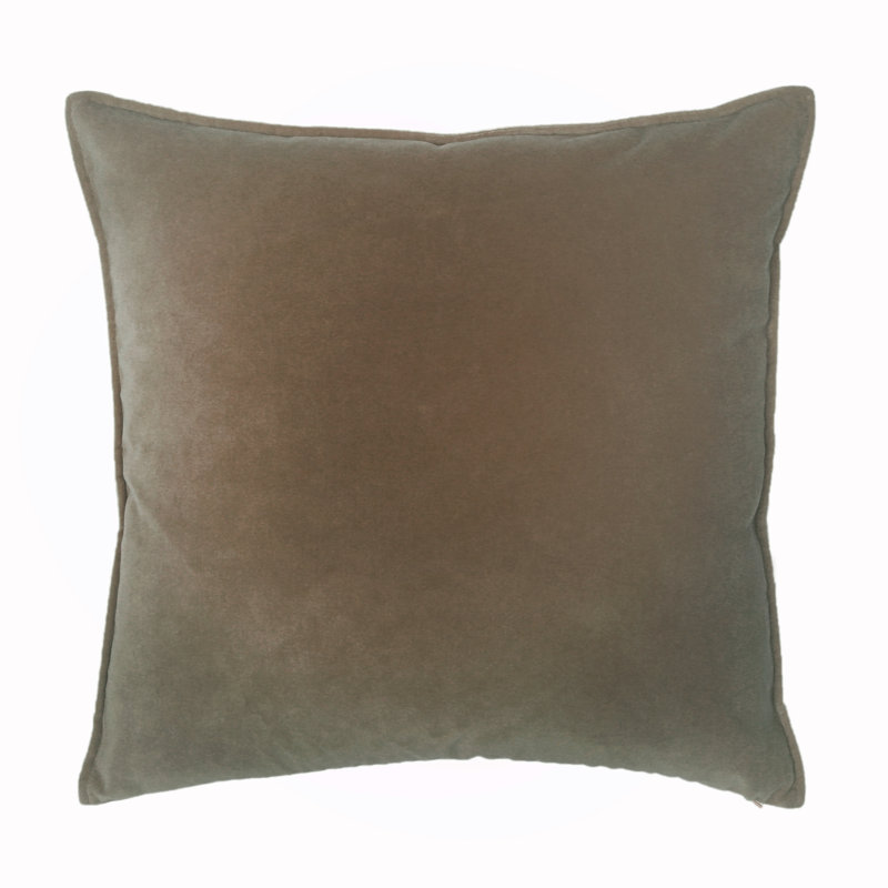 Franklin Washable Velvet Square Pillow Cover & Insert , Mushroom, 26"H x 26"W