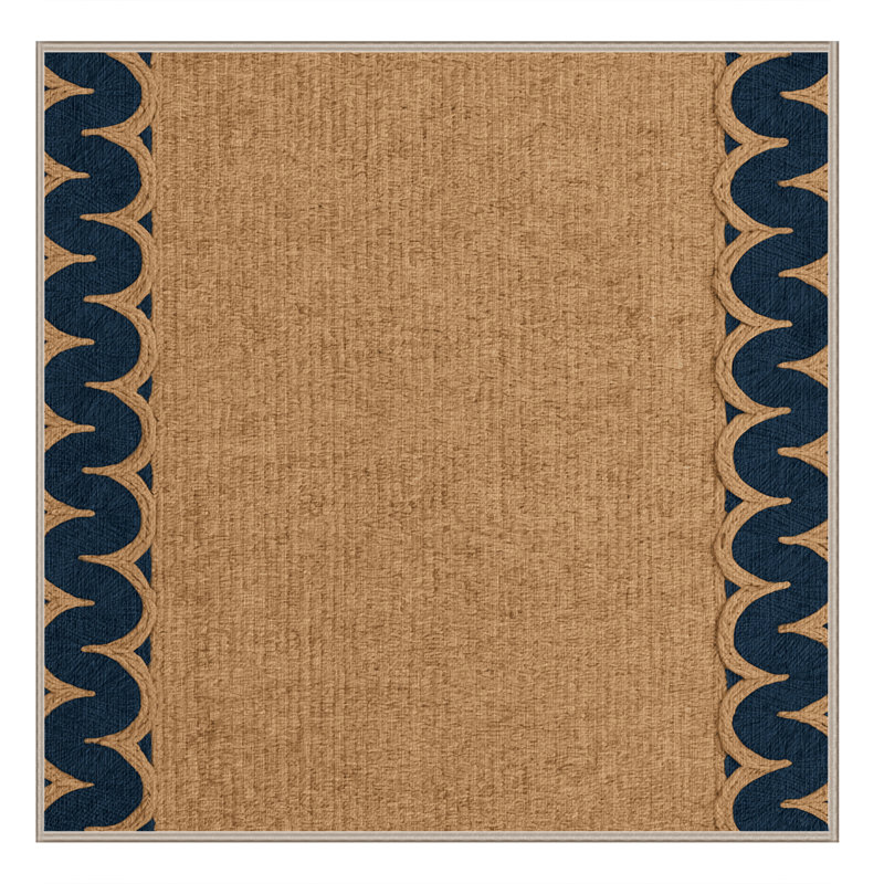  Washable Wave borders Nautical Area Rug, Carré 4 pi