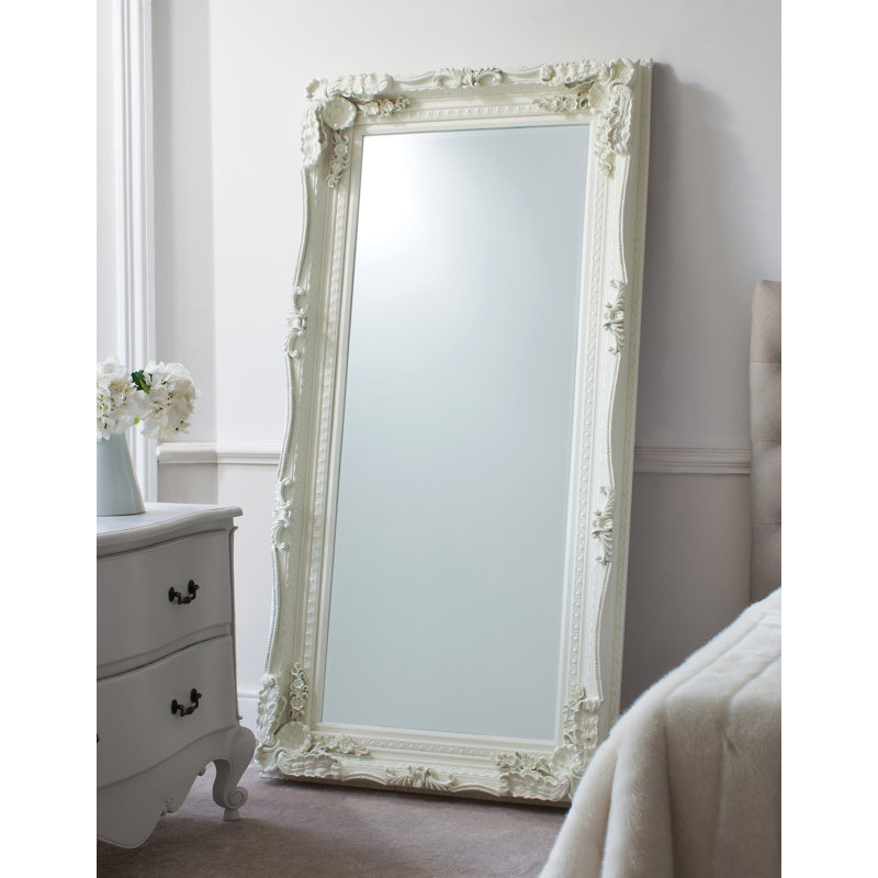 Lapeer Wood Flat Mirror, Cream, 177cm H x 91cm W x 12cm D