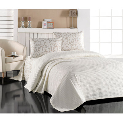 Ensemble de couvre-lit blanc 100% coton 3 pièces