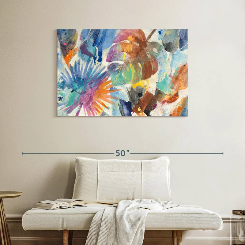 Harnek palmier abstrait, H 26 po x l 39 po