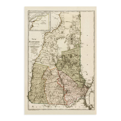 1796 New Hampshire Map Poster Wall Art