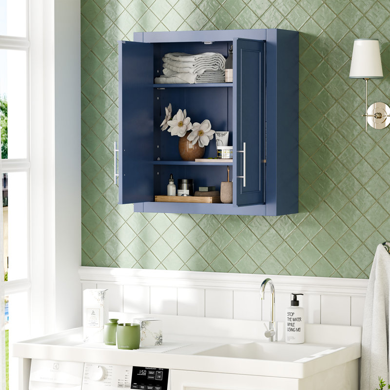 Armoire de rangement moderne avec tablettes réglables, Bleu