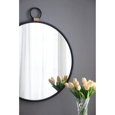 24" X 27" Wall Mirror With Black Frame For Living Room, Bedroom, Foyer, Entryway - Modern Minimalist Design, Reflects Natural To Brighten Space Style Accent Entryway, Improves Room Brightness