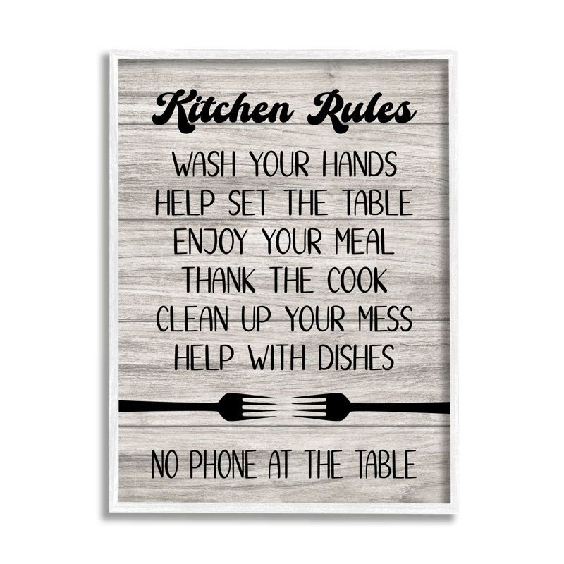 "Bb-588-Encadré" Kitchen Rules on Wood "par Martina Pavlova, art textuel, Cadre flottant noir de jais