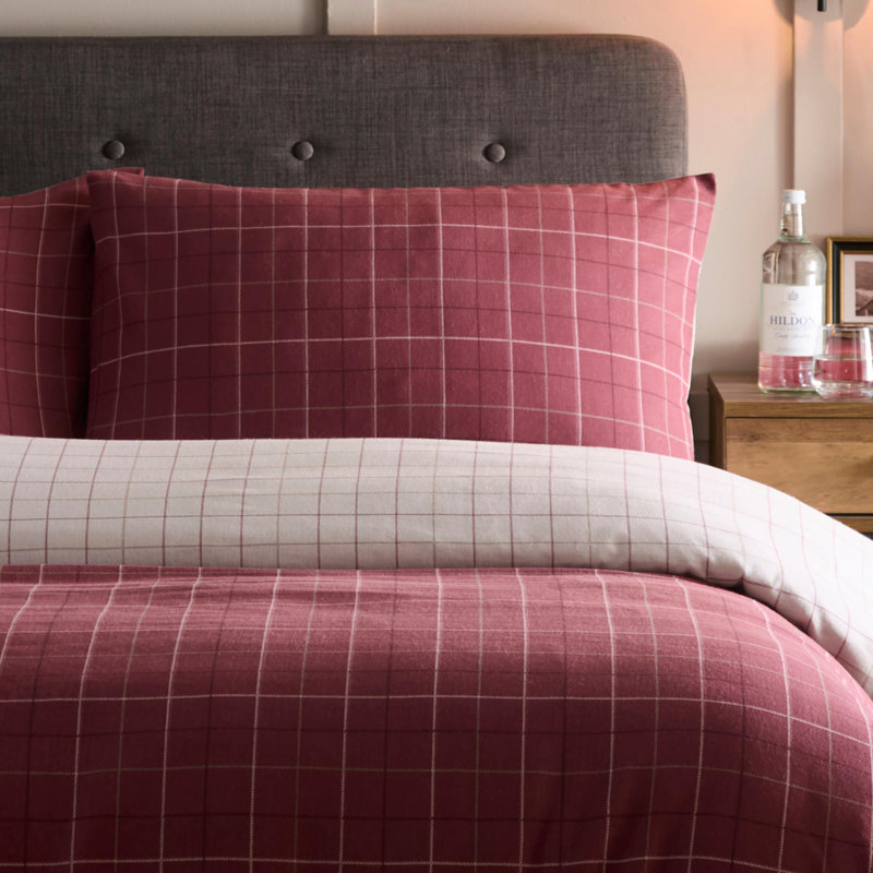 Cotton Chequered Duvet Cover Set with Pillowcases, Double Duvet Cover + 2 Standard Pillowcases