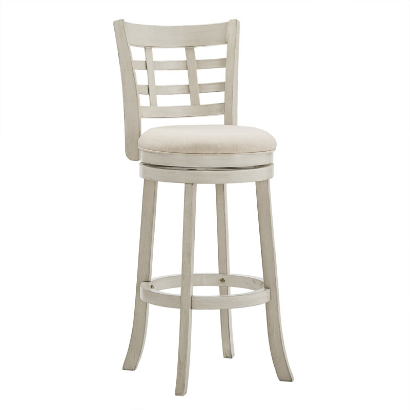 Tabouret pivotant Aria, Tabouret de bar (siège d'une hauteur de 29,96 po), Beige, Blanc antique