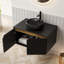 Bathroom Vanity 48", Black Crystal Transparent Round Basin, Sintered Stone Counter, Wall - Mounted Plywood Storage Unit, Twill Double Solid Wood Doors, Metal Trim, Soft Close Damper Sink, Surface,-1230198929-1230198935-1230198931