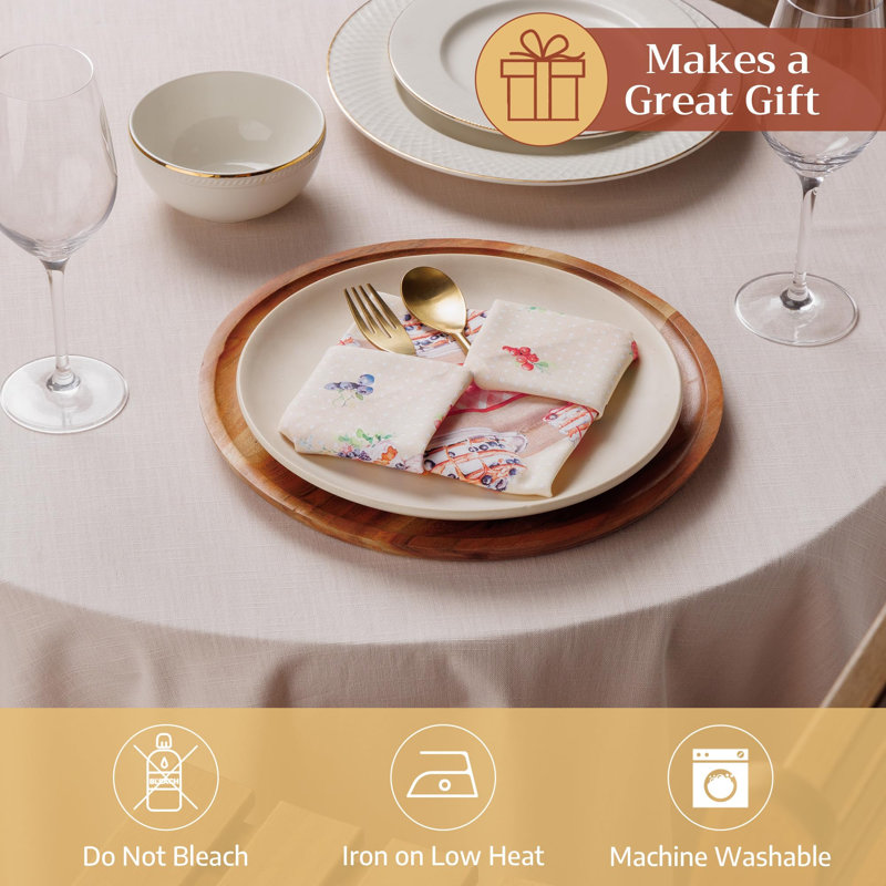 Maison d' Hermine Cloth Napkins Set of 4 100% Cotton Everyday Reusable Square Napkins Cloth Washable Dinner Wedding Restaurant Valentines Day Decorations Spring/Summer (Icing on the Cake, 18" x 18")