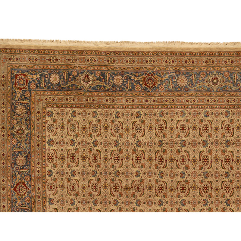 High-Quality Hand-Knotted Beige And Light Blue Area Rug