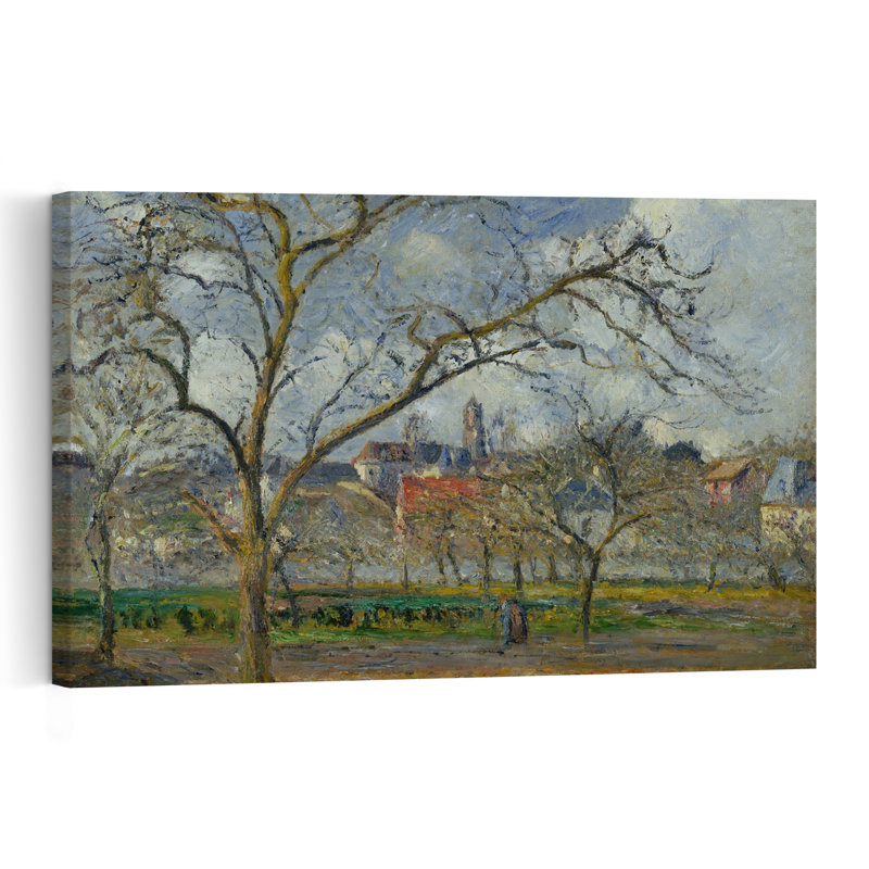 An Orchard In Pontoise In Winter, 1877 Abstract Contemporary Fruit Landscape Wall Art Print by Camille Pissarro - 1 Piece Wrapped Canvas Wall Art
