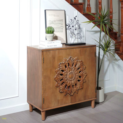 Armoire de rangement rustique à 2 portes en bois sculpté à la main Rustic