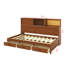 Lit de jour fonctionnel en bois simple avec trois tiroirs de rangement, une tablette supérieure souple et une collection de prises avec ports USB-1985884503