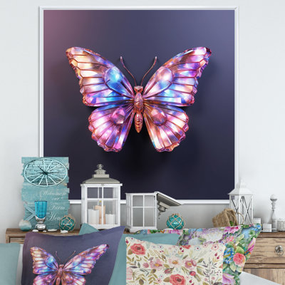 Papillon mauve et rose - art mural papillon