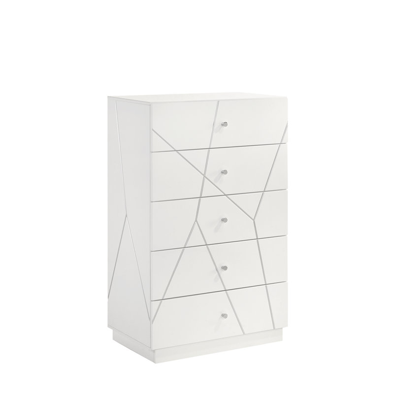 Commode - Finition laquée avec motif géométrique et tiroirs spacieux